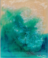 <h5>Sea Spray</h5><p>Inks dropped and painted in-between layers of medium to create depth of light.
25cms x 20cms </p>
