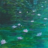 <h5>The big Lily Pond</h5><p>SOLD at Breathing Colours Gallery part of Brave Art Exhibition, Sydney Australia.
Mixed media on canvas: water colour, inks, acrylics, silver leaf
Size: 120cm x 120cm</p>