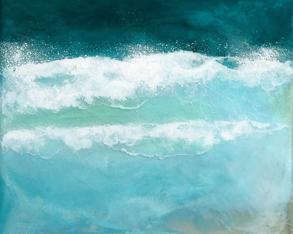 Summer Wave I showing at The Court Cupboard Art & Craft Gallery, Abergavenny